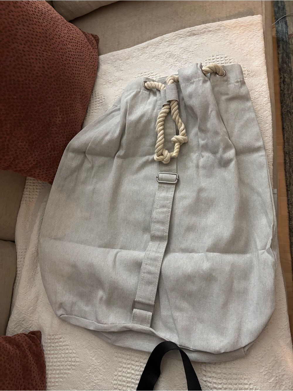 New Linen w/ Adj Carry Strap Rope Drawstring laundry Bag
